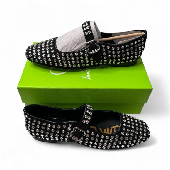 Sam Edelman Michaela Gem Studded Black Mary Jane Ballet Flats Size 9 - Picture 1 of 7